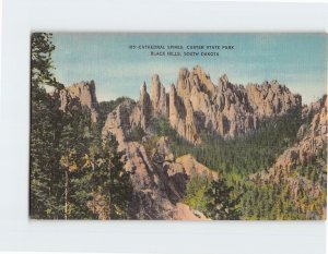 Postcard Cathedral Spires Custer State Park Black Hills South Dakota USA