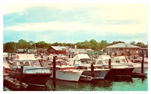 Some of the yacht club facilities in Norwalk Harbor Boat Postcard