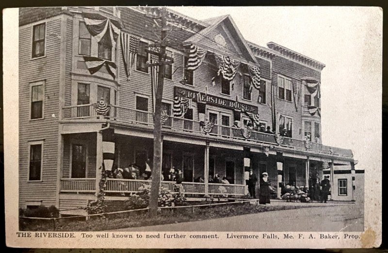 Vintage Postcard 1907-1915 The Riverside House, Livermore Falls, Maine