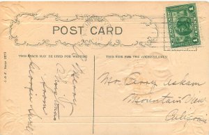 Embossed Santa Claus Christmas Postcard Sleigh Accident S/A HBG L & E 2275