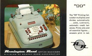 Postcard 1950s Advertising 99  Printing Calculator Remington Rand 23-4658