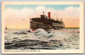 Vtg Montreal Quebec R & O Steamer Rapids King Lachine Rapids Canada Postcard