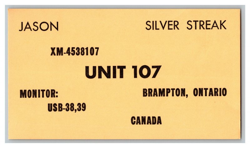 QSL Radio Card From Brampton Ontario Canada XM-4538107 