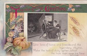 Thanksgiving Woman With Spinning Wheel