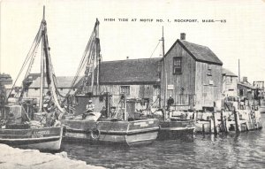 Rockport Maine 1940s Postcard High Tide At Motif No. 1 Fishing Boats