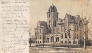 J40/ Greenfield Indiana RPPC Postcard c1910 High School Building  66