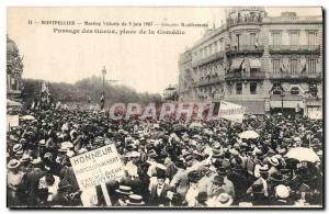 Postcard Old Wine Harvest Wine Montpellier Meeting of June 9, 1907 Passage Be...