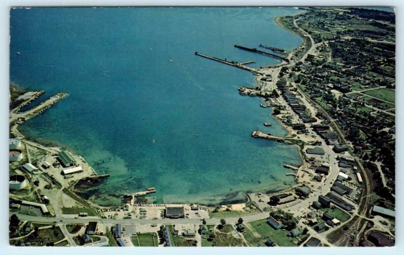 ST. IGNACE, Michigan MI ~ Aerial View ca 1960s Mackinac County  Postcard