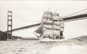 RPPC: Sailing Ship Denmark Under the Golden Gate Bridge, Mint (PC1339)