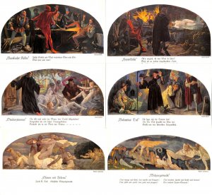Set of 7 Artist Postcards Scenes from Goethe's Faust Edited by Fischer & Wittig