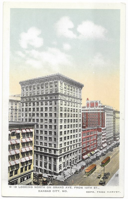 Looking North on Grand Avenue from 10th Street Kansas City Missouri Fred Harvey