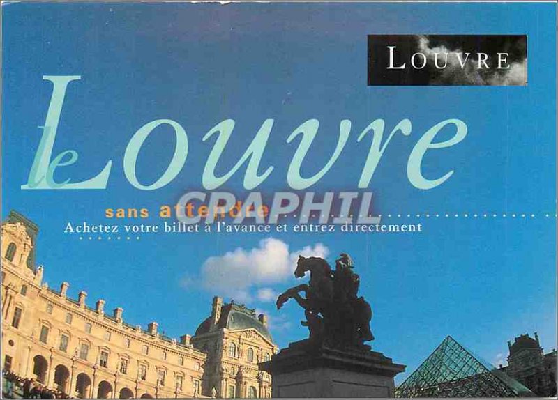 Postcard Modern Louvre without waiting