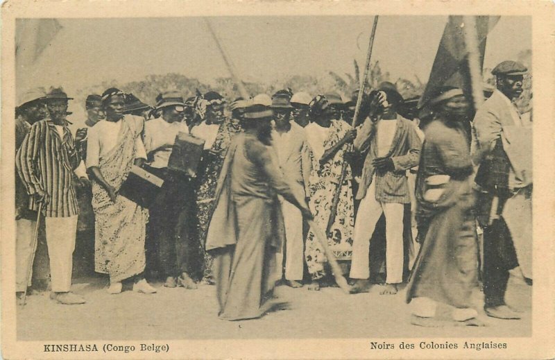 Belgian Congo Kinshasa negroes from British Colonies Sierra Leone procession