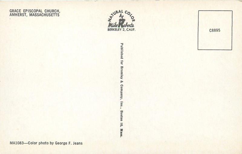 Amherst Massachusetts~Grace Episcopal Church~NICE Gray White 1950s Car~PC