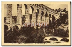 Old Postcard Environs of Aix en Provence Roquefavour Three Bridges