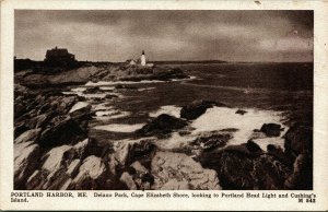 Portland Harbor Delano Park Head Light Maine ME 1910s UNP Photo-Type Postcard