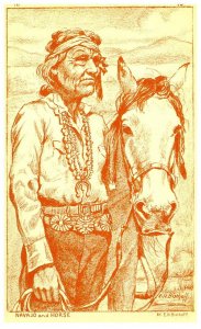 Navajo Indian and Horse signed E.H.Bischoff