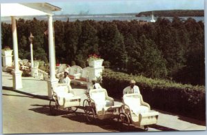 postcard Mackinac Island MI - Grand Hotel  Bicycle Chairs