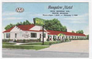 Bunglalow Motel US 112 Inkster Michigan linen postcard