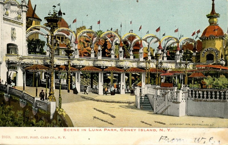 NY - Coney Island. Scene in Luna Park. RPO- Boston, Springfield & NY RR