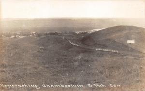 Chamberlain South Dakota~Approach to Town~Sign by Road~c1930 RPPC-Postcard