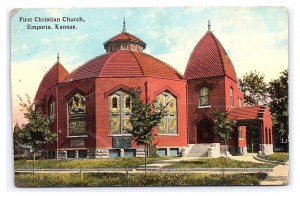 Postcard First Christian Church Emporia Kansas