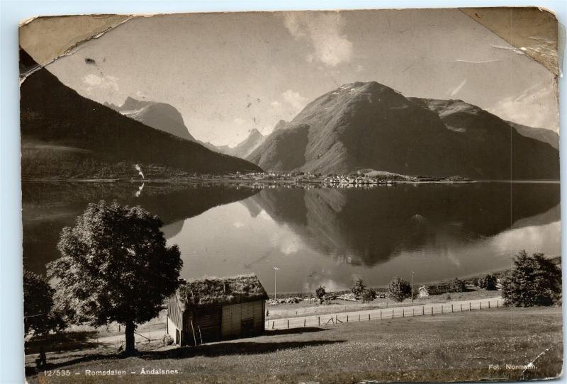 *Norway Romsdalen Andalsnes Lake Mountains Real Photo Vintage 4x6 Postcard C69