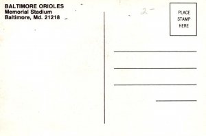 BALTIMORE ORIOLES AL BUMBRY BASEBALL POSTCARD (1980s)