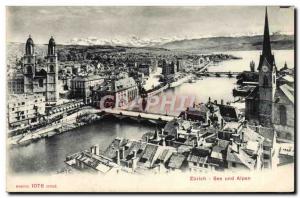 Zurich Old Postcard See und Alpen