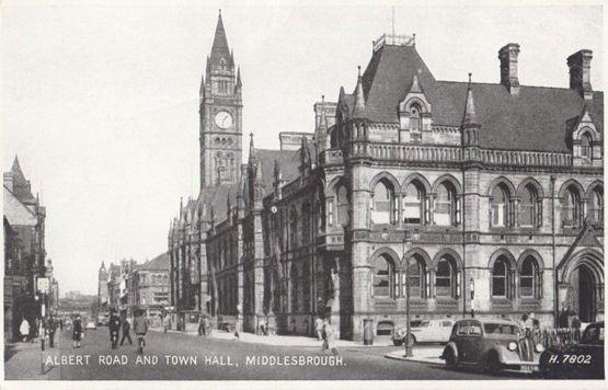 Cyclists on Albert Road Middlesborough Antique Postcard