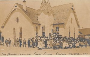 J15/ Clifton Colorado RPPC Postcard c1910 M.E. Church Sunday School Students 239