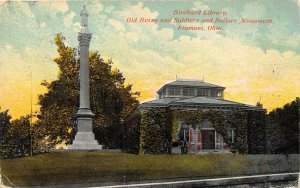 Fremont Ohio 1911 Postcard Birchard Library old Betsey Soldiers Sailors Monument