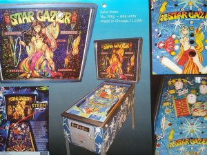 Star Gazer Pinball Machine Art Collage Ready To Frame Artwork Space Age Fantasy