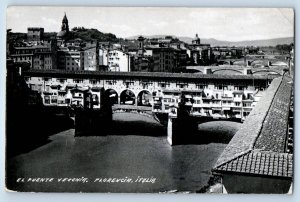 Tuscany Italy Postcard The Old Bridge Florence c1950's Vintage RPPC Photo