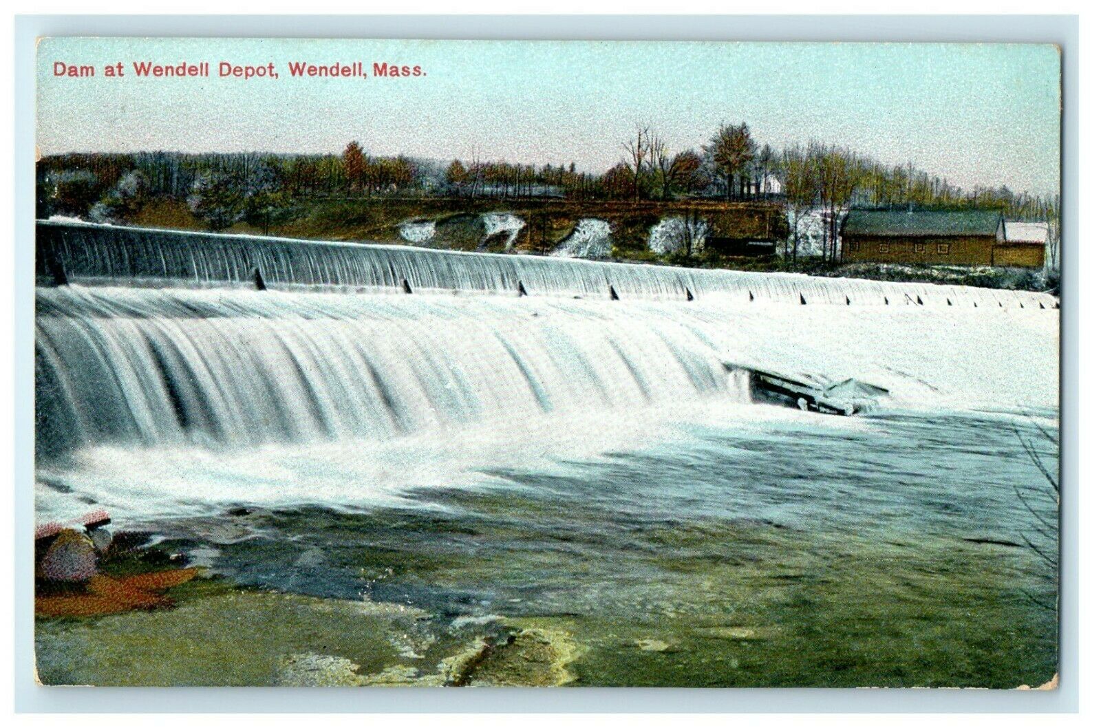 c1910 Damn At Wendell Depot Waterfall Wendell Massachusetts MA Antique
