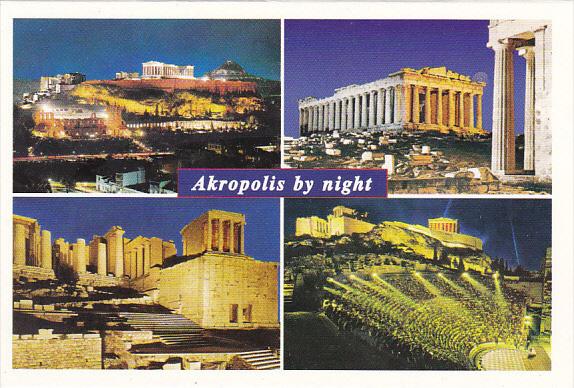 Greece Multi View Akropolis By Night