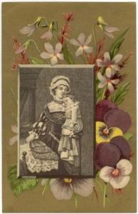 Vintage Greeting Card, MOTHER WITH SLEEPING BABY, FLOWERS