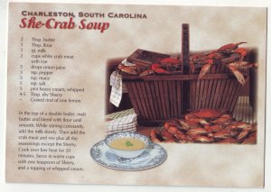 P1207  unused postcard recipe charleston south carolina she crab soup