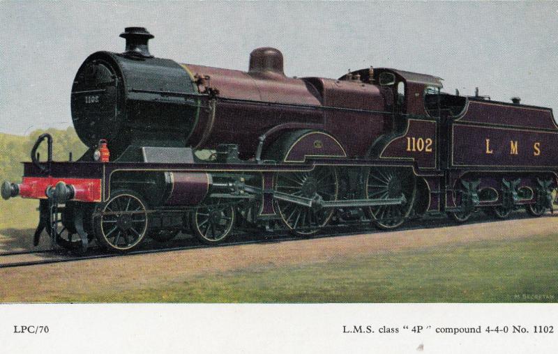 LMS Class 4P Compound 4-4-0 No 1102 Fowler Scottish Train Postcard