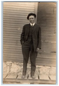 Kansas City Missouri MO RPPC Photo Postcard American Suited Men with Hat 1913