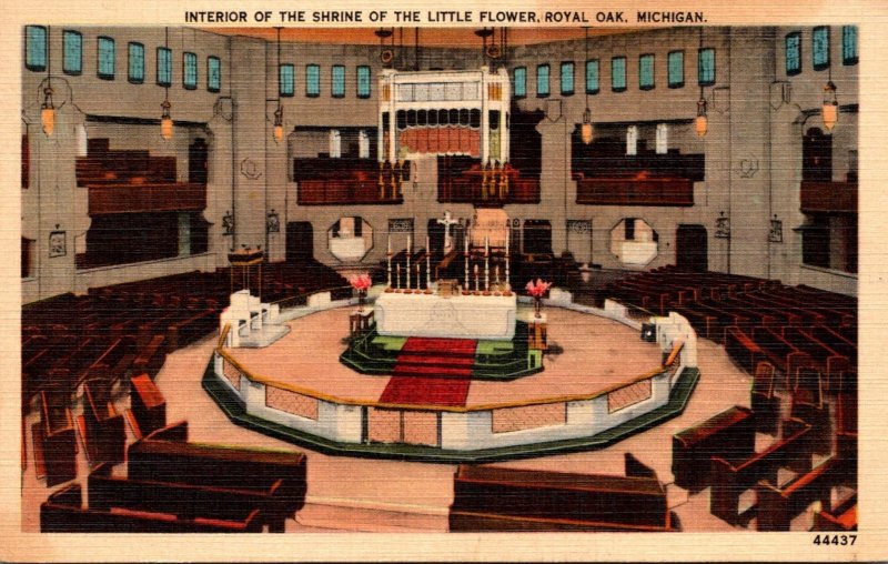 Michigan Royal Oak Shrine Of The Little Flower Interior View 1940