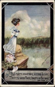 Cobb Shinn Beautiful Woman on the Water c1910 Vintage Postcard