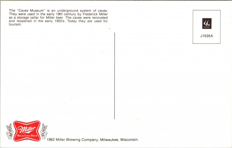 Postcard WI Milwaukee Miller Brewery Caves Museum