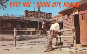 Boot Hill DODGE CITY, KANSAS Ft. Dodge Jail, Cowboy c1960s Vintage Postcard