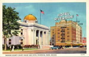 Nevada Reno Washoe County Court House and Hotel Riverside Curteich