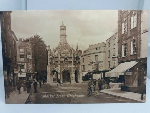 Vintage Postcard Market Cross Chichester Animated Street Scene Unposted c1910