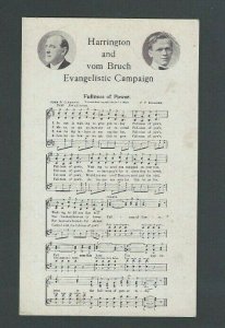 Ca 1920 Evangelical Campaign By Harrington & Von Bruch W/1914 Copywrite Song----