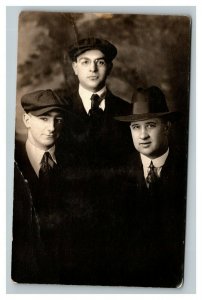 Vintage 1910's RPPC Postcard Studio Portrait Three Men Sioux Falls South Dakota