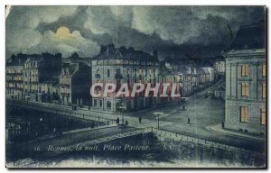 Old Postcard Rennes Place Pasteur night