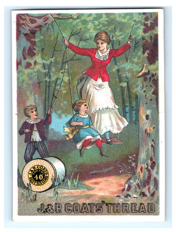 1880s J&P Coats' Thread Children Swing Lady Forest German Language F105